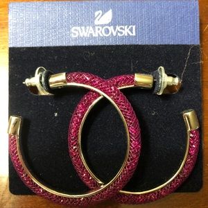 Pink Swarovski Hoop Earrings